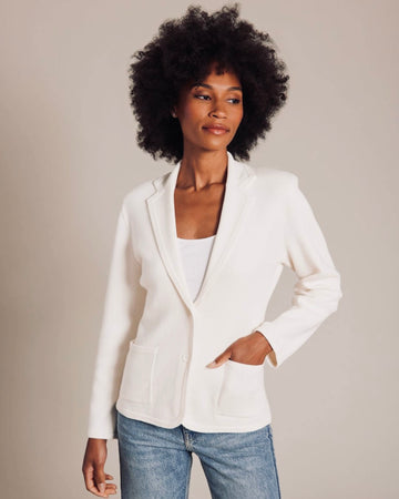 Cotton Cashmere Single Button Blazer