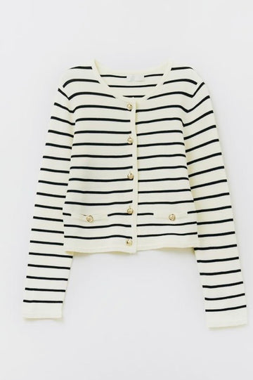 Black /White Cardigan With Gold Buttons
