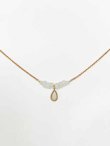 Opal Drop Pyrite Moon Stone Gold Plated Sterling Necklace