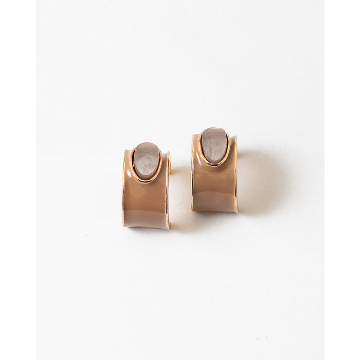 Gold Plated Enamel & Mother of Pearl Mini Hoop