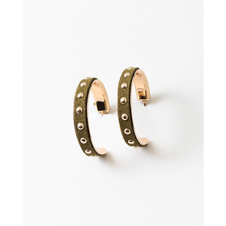 Gold Rivets & Suede Hoop