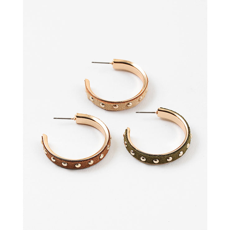 Gold Rivets & Suede Hoop