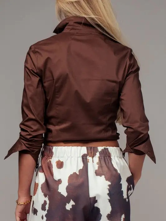 Dark Brown Stretch Cotton Shirt
