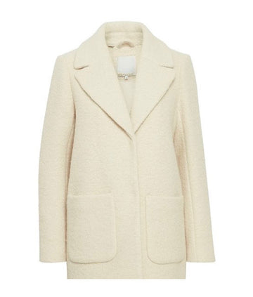 Ivory Brushed Wool 3/4 Coat