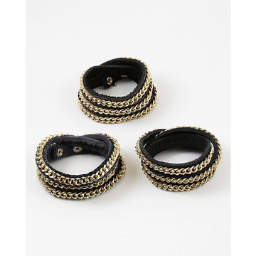 Suede & Gold Chain Wrap Bracelet