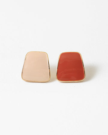 Taupe Enamel Disc Earring