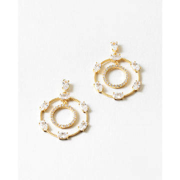 Geo Double Gold Sphere Earring