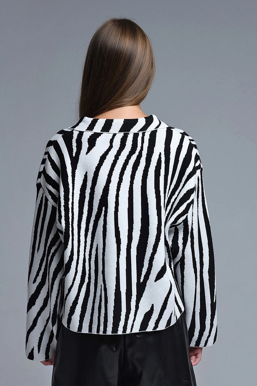 Zebra Knit Shirt Jacket
