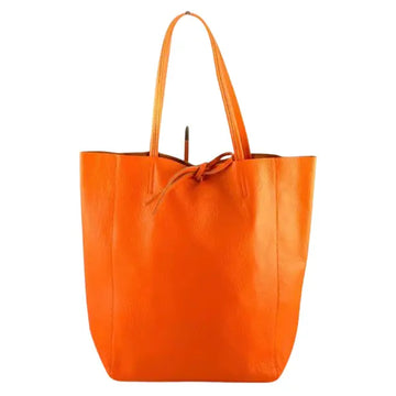 Italian Leather Tote W/Tye Front Detail