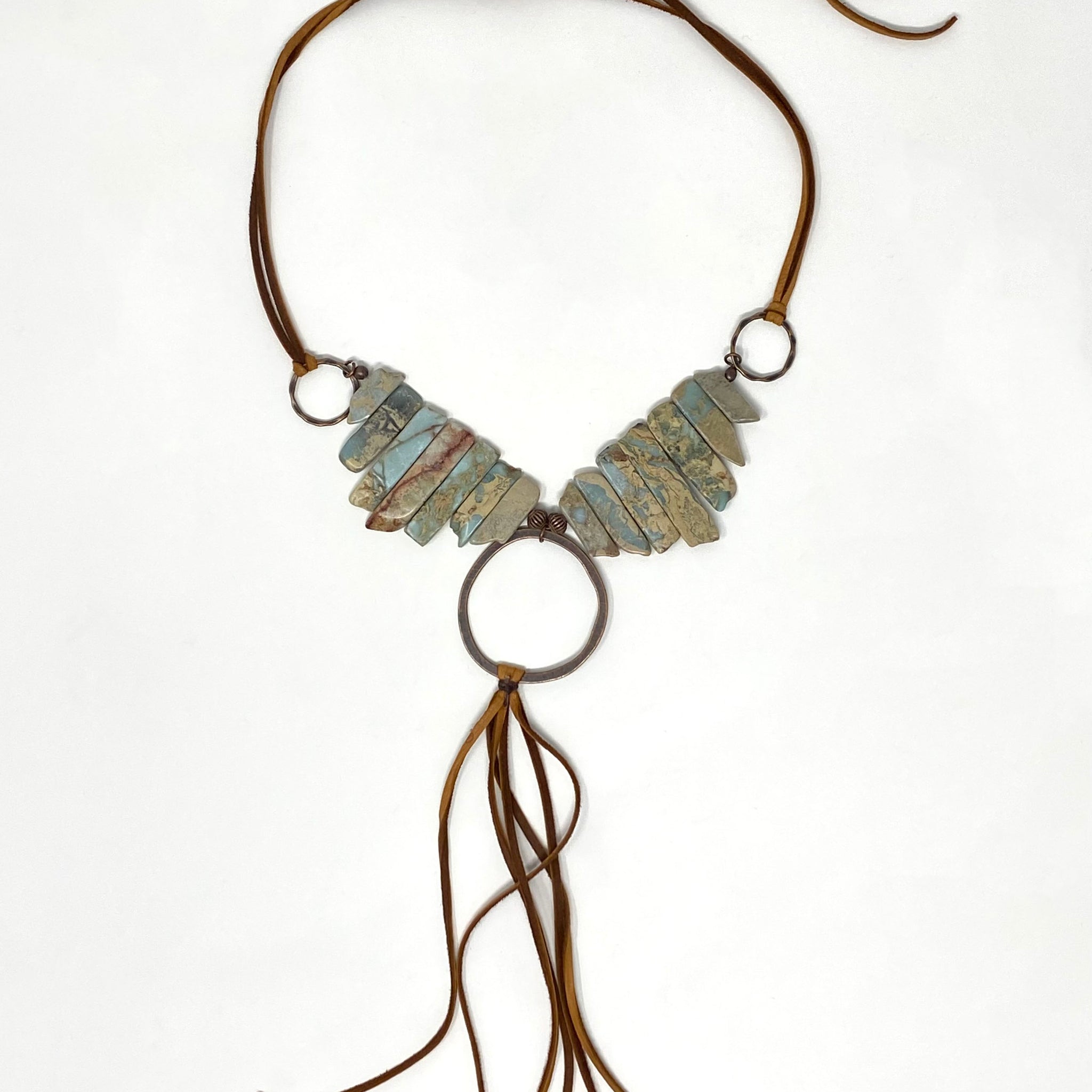Bohemian Chunky Stone Leather Lasso Necklace