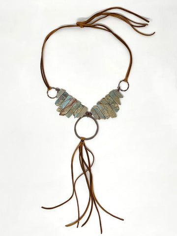 Bohemian Chunky Stone Leather Lasso Necklace