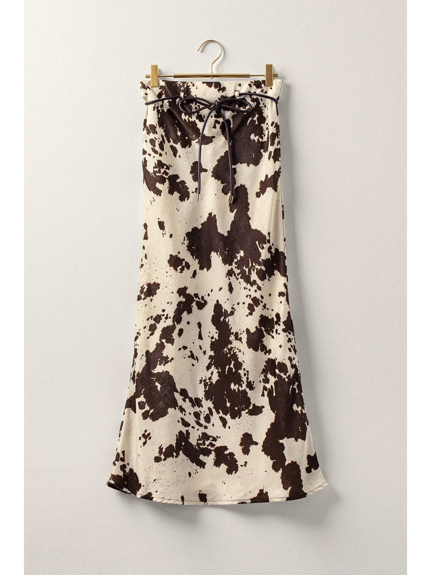 Satin Cowhide Print Maxi Skirt