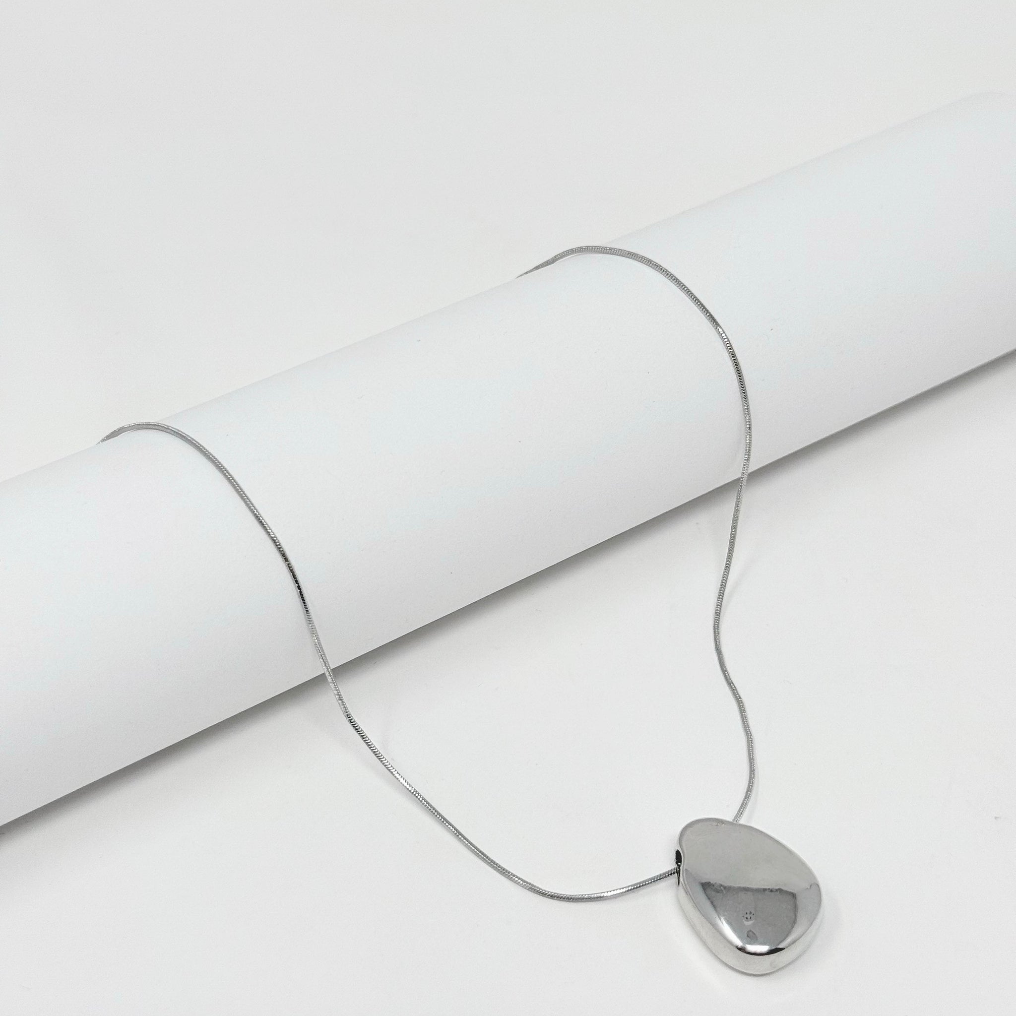 Silver Stainless Steel Kidney Necklace