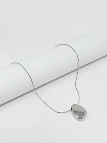 Silver Stainless Steel Kidney Necklace