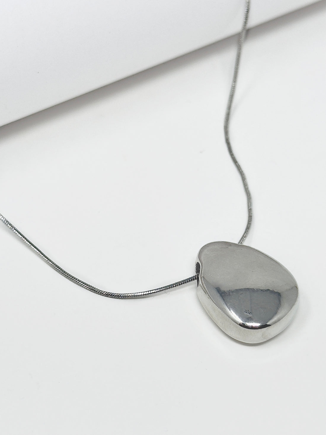 Silver Stainless Steel Kidney Necklace