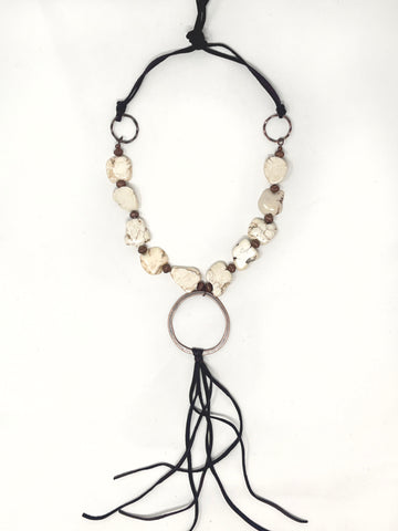 Bohemian Chunky Stone Leather Lasso Necklace