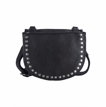 Half Moon Leather Crossbody w/ Gun Metal Rivets