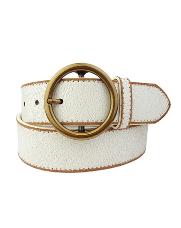 Crackled Leather Belt W/Brass Buckle