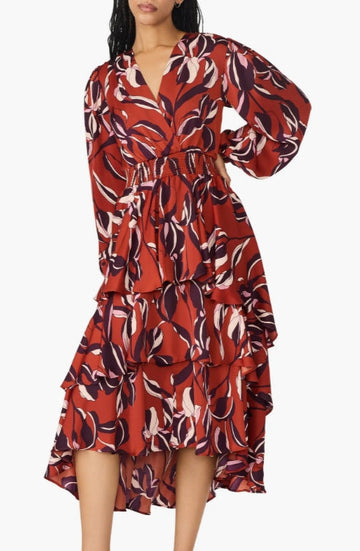 Autumn Floral Print Maxi Dress