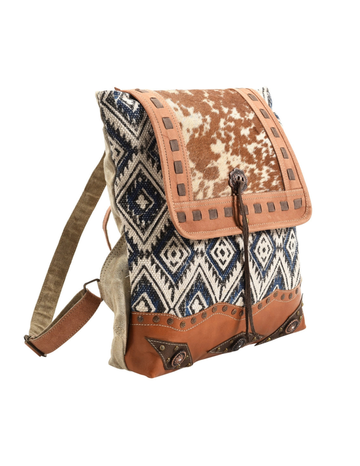 Genuine Leather Tapestry Backpack