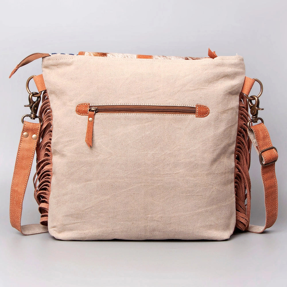 Genuine Leather Tapestry Crossbody