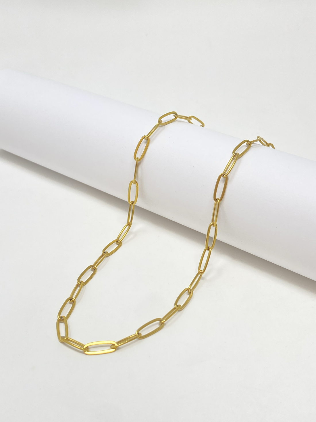Gold Plated Stainless Steel Paperclip Necklace