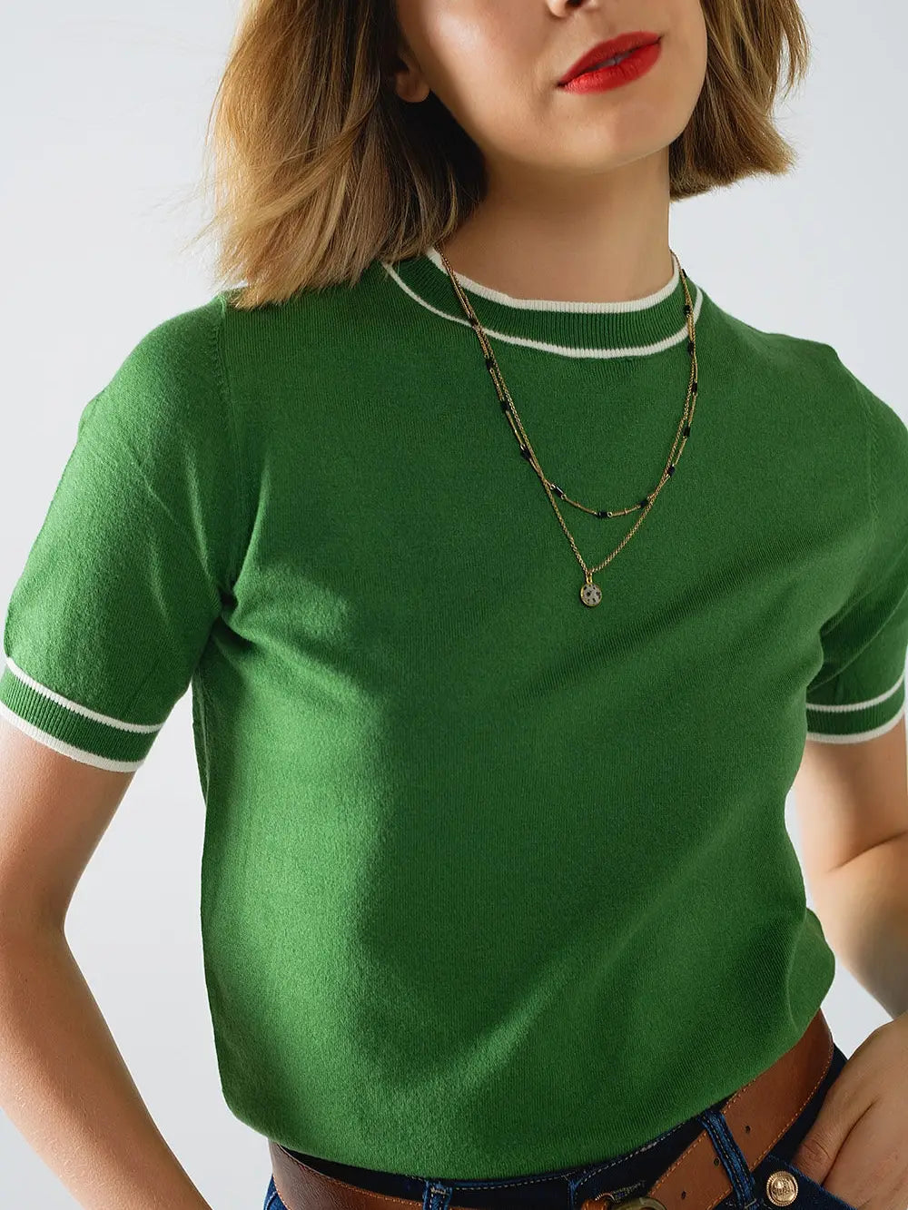 Kelly Green Short Sleeve Knit Top