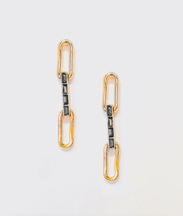 Gold Glass &Chain Earring
