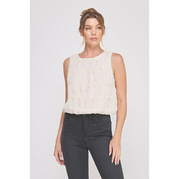 Ivory Chiffon Ruffle Tank