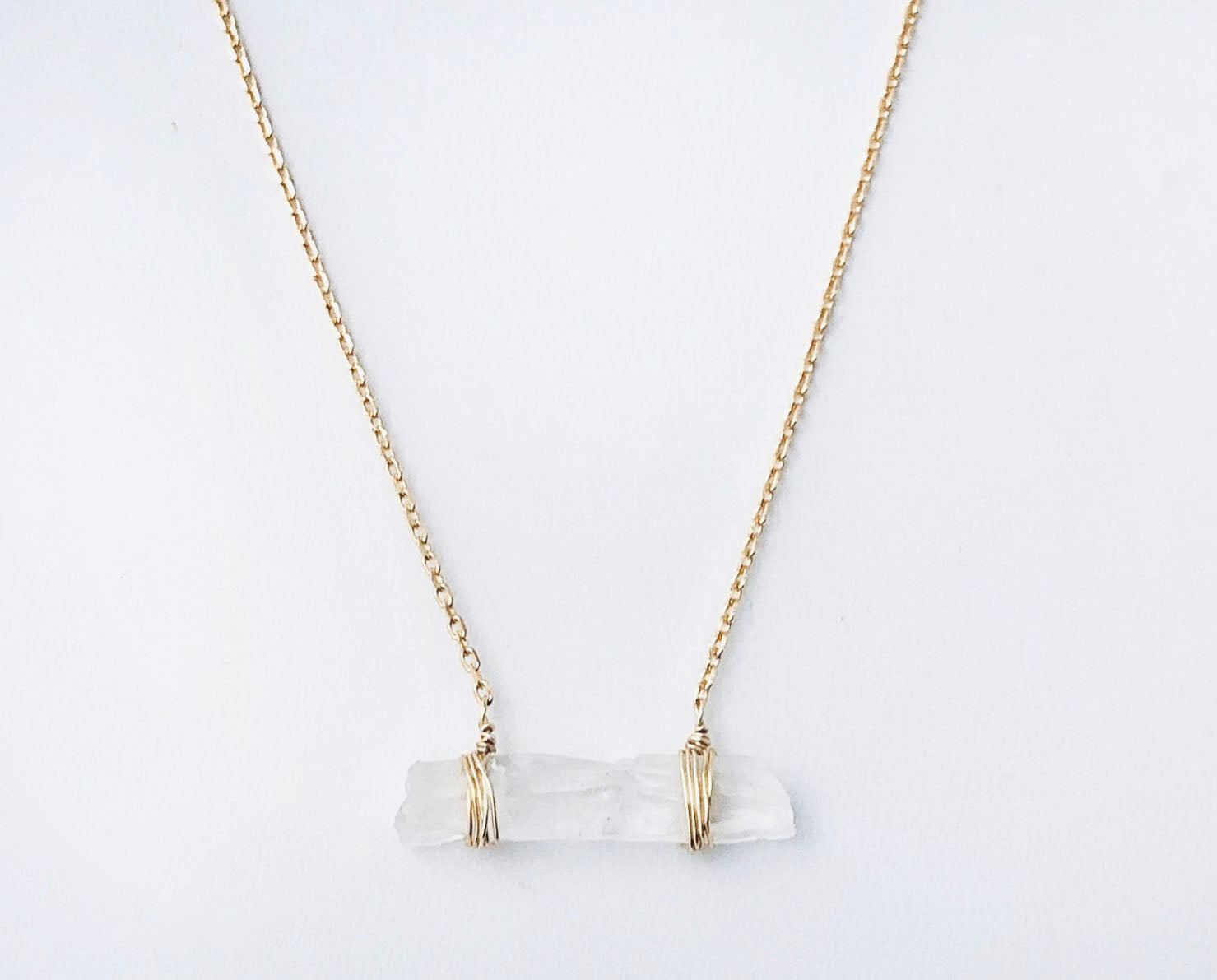 Gold Plated Sterling Raw Quartz Necklace