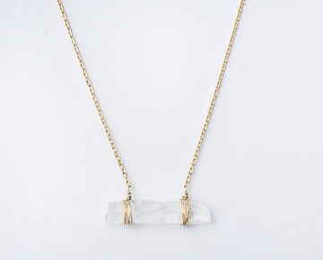 Gold Plated Sterling Raw Quartz Necklace