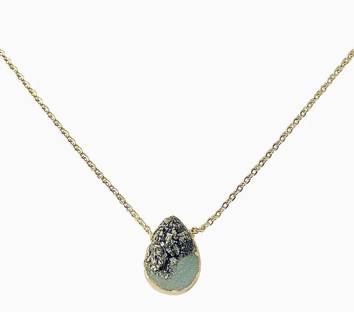 Gold Plated Sterling Pyrite / Aqua Druzy