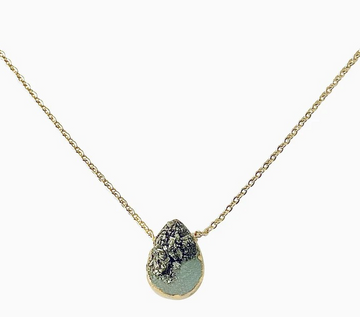 Gold Plated Sterling Pyrite / Aqua Druzy