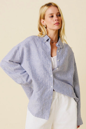 Light Blue Striped Linen Shirt