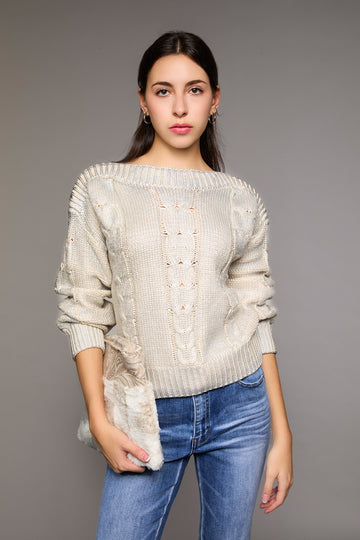 Silver Coated Cabel Knit Sweater